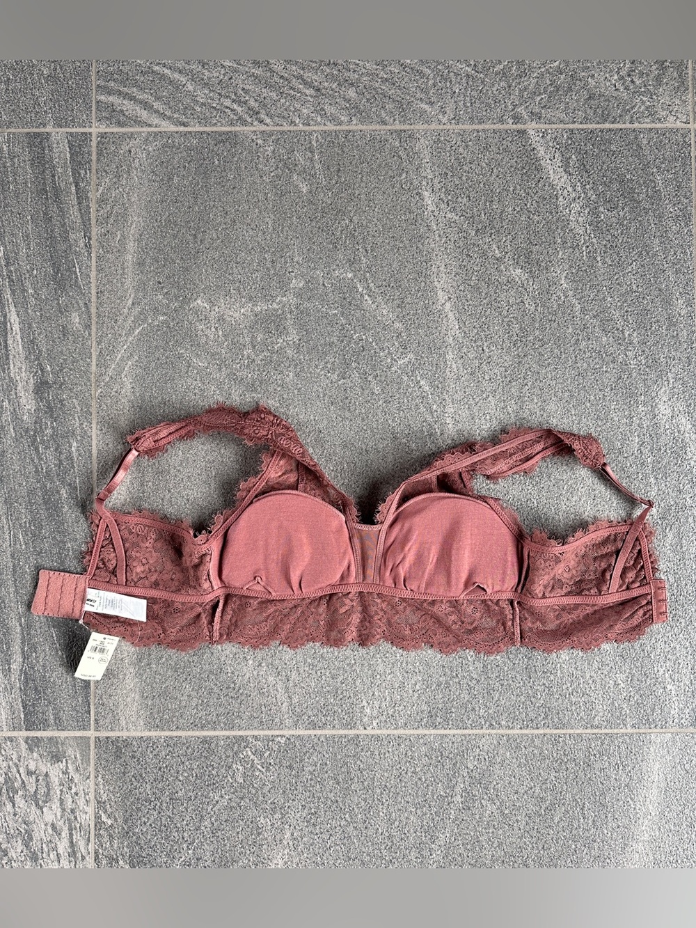 NWT Aerie 32C, 34A, 34B Eyelash Lace Plunge Bralette Racerback Adjustable Straps - Picture 9 of 13